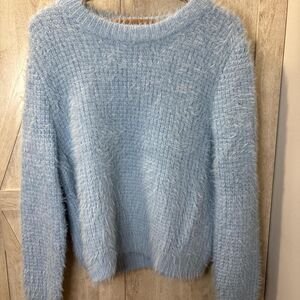 Elle Grey Powder Blue V-Neck Sweater